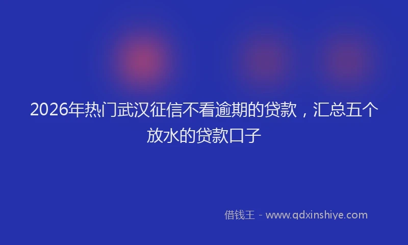 2026年热门武汉征信不看逾期的贷款，汇总五个放水的贷款口子