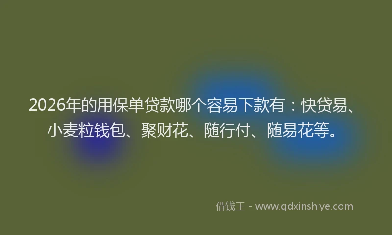 2026年的用保单贷款哪个容易下款有：快贷易、小麦粒钱包、聚财花、随行付、随易花等。