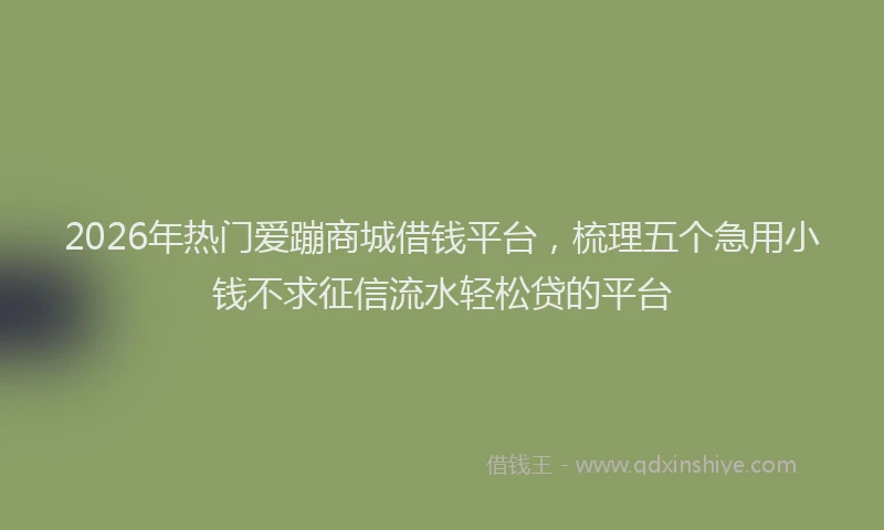 2026年热门爱蹦商城借钱平台,梳理五个急用小钱不求征信流水轻松贷的平台