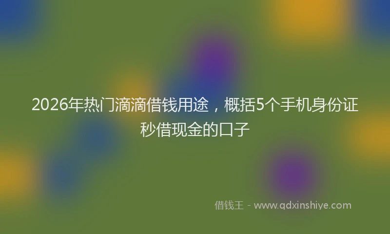 2026年热门滴滴借钱用途，概括5个手机身份证秒借现金的口子