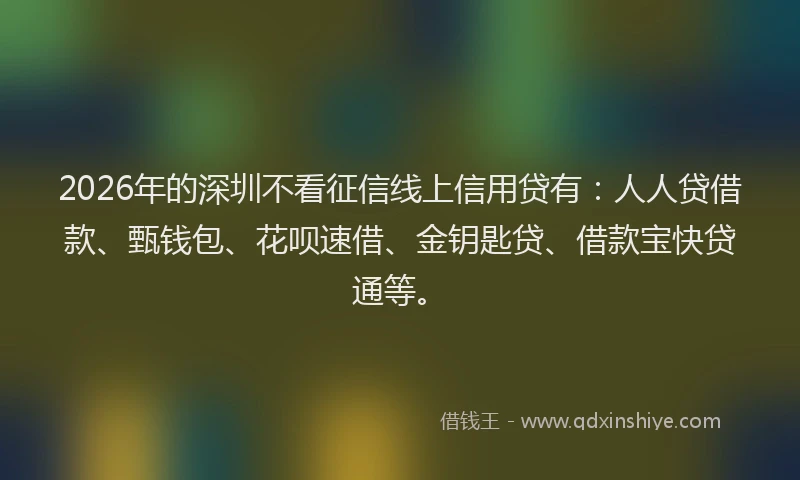 2026年的深圳不看征信线上信用贷有：人人贷借款、甄钱包、花呗速借、金钥匙贷、借款宝快贷通等。