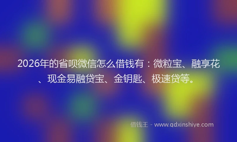 2026年的省呗微信怎么借钱有：微粒宝、融享花、现金易融贷宝、金钥匙、极速贷等。