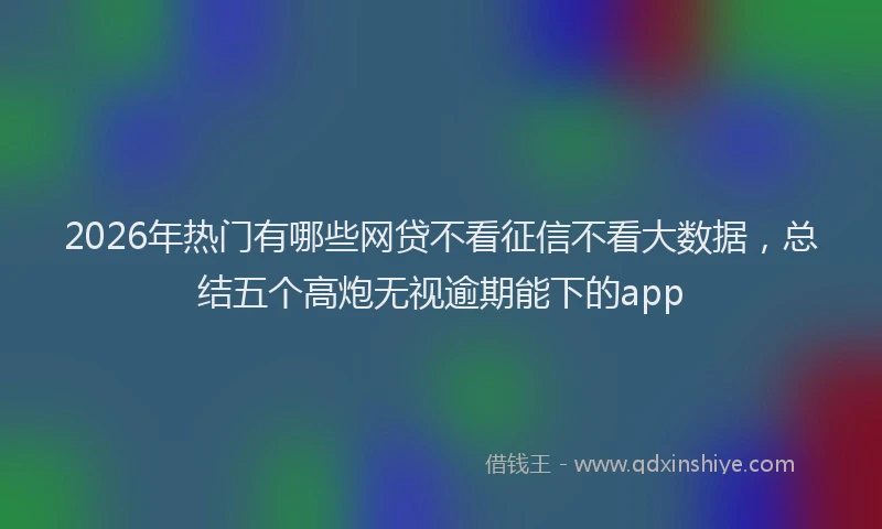 2026年热门有哪些网贷不看征信不看大数据，总结五个高炮无视逾期能下的app