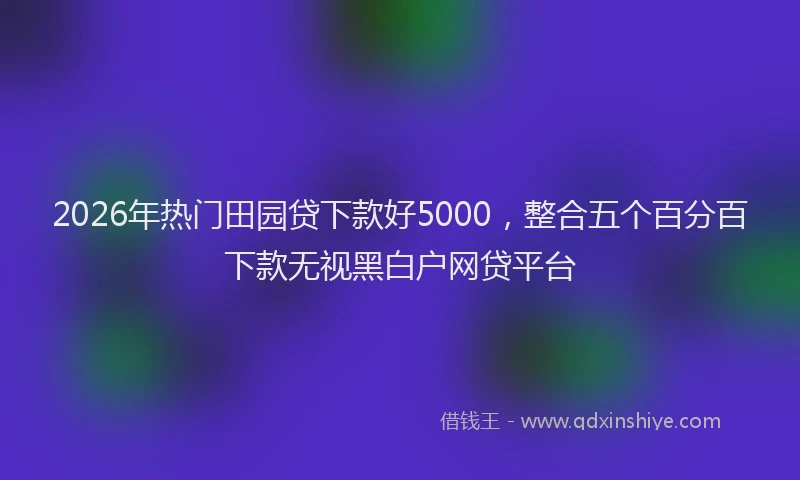 2026年热门田园贷下款好5000，整合五个百分百下款无视黑白户网贷平台