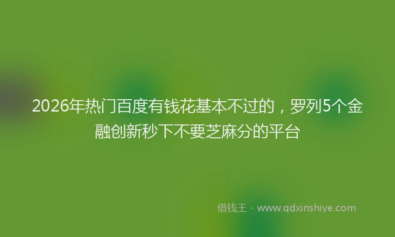 2026年热门百度有钱花基本不过的，罗列5个金融创新秒下不要芝麻分的平台