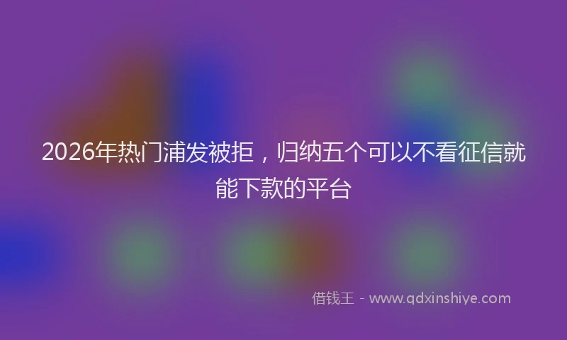 2026年热门浦发被拒,归纳五个可以不看征信就能下款的平台