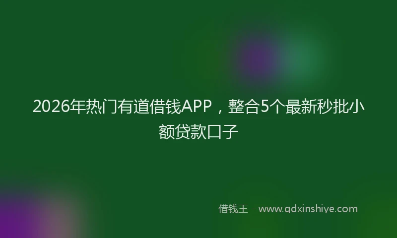 2026年热门有道借钱APP,整合5个最新秒批小额贷款口子