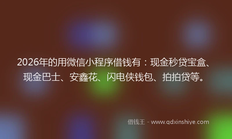 2026年的用微信小程序借钱有：现金秒贷宝盒、现金巴士、安鑫花、闪电侠钱包、拍拍贷等。