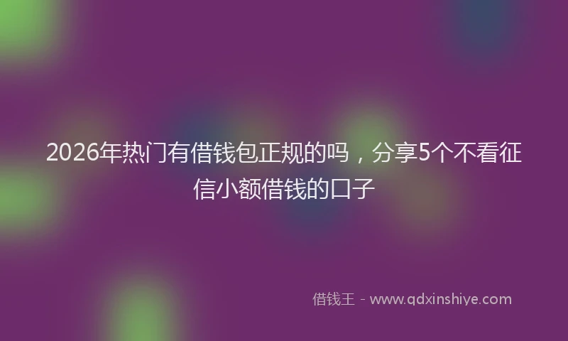 2026年热门有借钱包正规的吗，分享5个不看征信小额借钱的口子