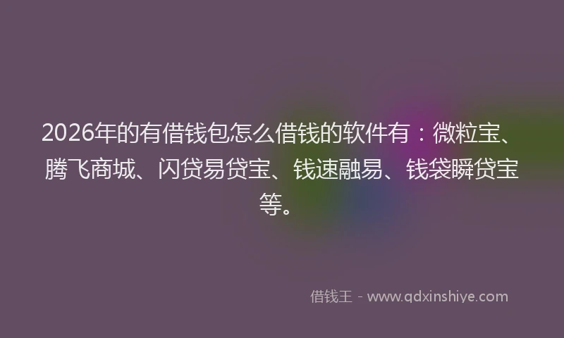 2026年的有借钱包怎么借钱的软件有：微粒宝、腾飞商城、闪贷易贷宝、钱速融易、钱袋瞬贷宝等。