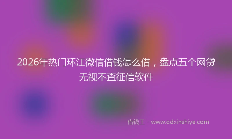 2026年热门环江微信借钱怎么借，盘点五个网贷无视不查征信软件