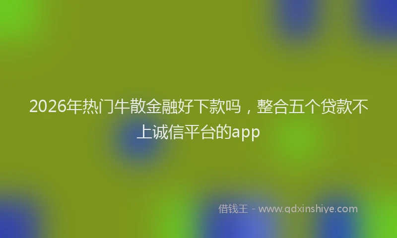 2026年热门牛散金融好下款吗，整合五个贷款不上诚信平台的app