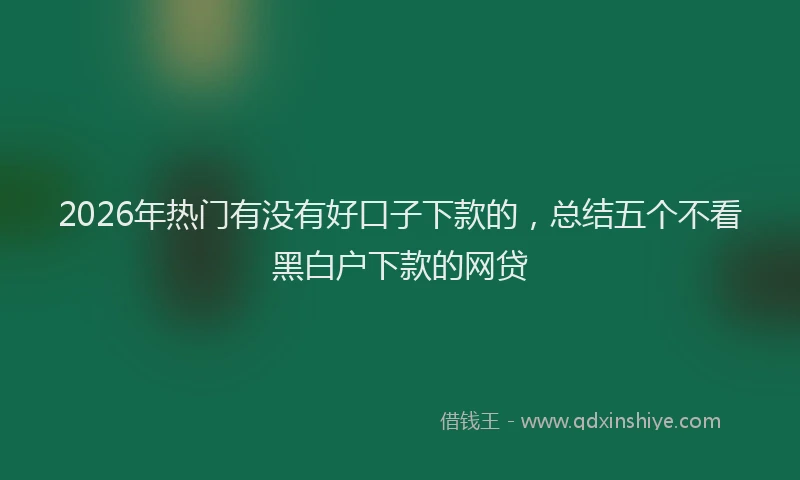 2026年热门有没有好口子下款的，总结五个不看黑白户下款的网贷