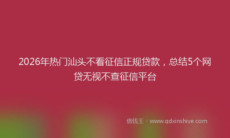 2026年热门汕头不看征信正规贷款，总结5个网贷无视不查征信平台