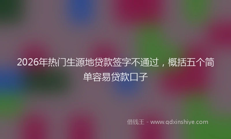 2026年热门生源地贷款签字不通过，概括五个简单容易贷款口子