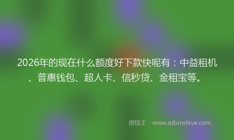 2026年的现在什么额度好下款快呢有：中益租机、普惠钱包、超人卡、信秒贷、金租宝等。