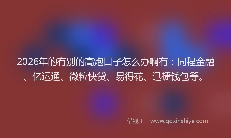 2026年的有别的高炮口子怎么办啊有：同程金融、亿运通、微粒快贷、易得花、迅捷钱包等。