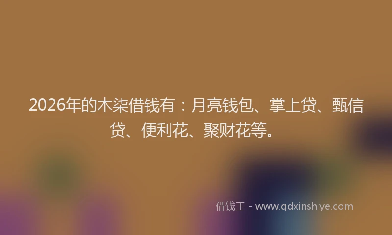 2026年的木柒借钱有：月亮钱包、掌上贷、甄信贷、便利花、聚财花等。