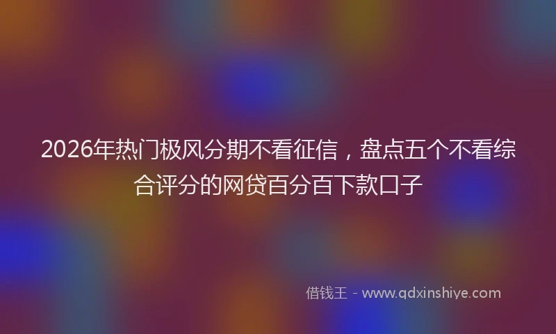2026年热门极风分期不看征信，盘点五个不看综合评分的网贷百分百下款口子