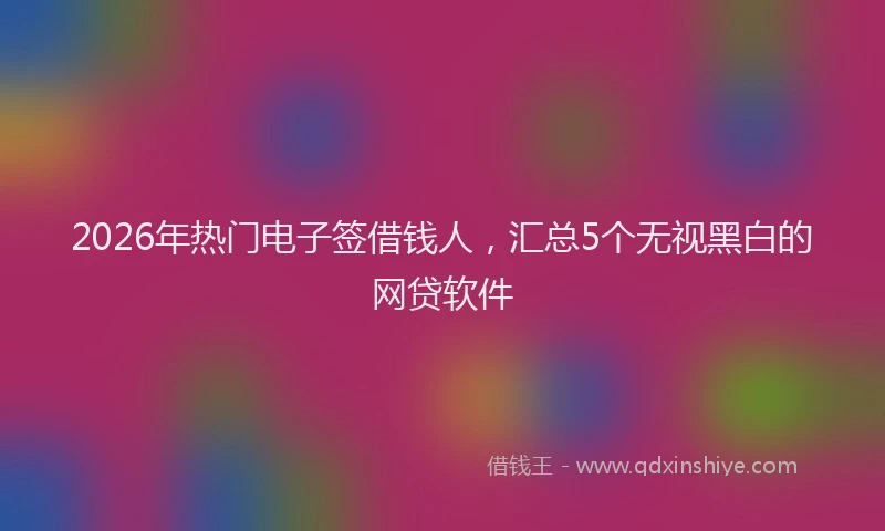 2026年热门电子签借钱人，汇总5个无视黑白的网贷软件
