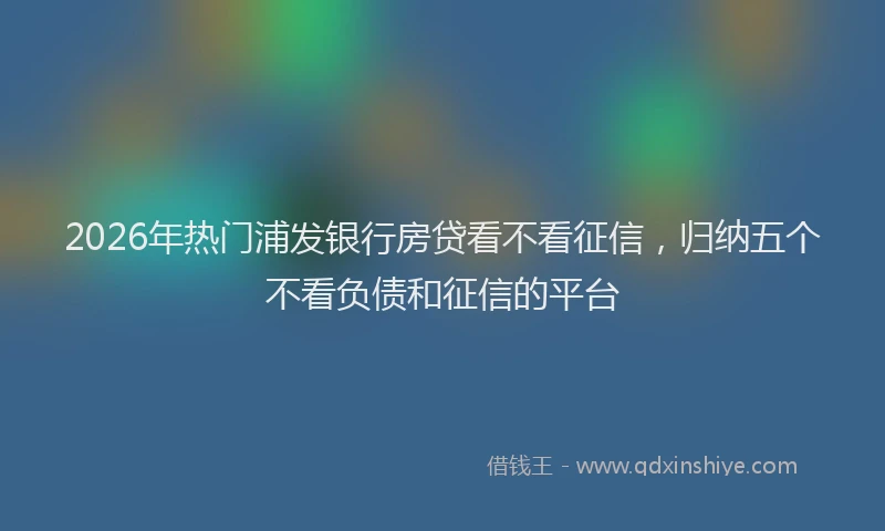 2026年热门浦发银行房贷看不看征信，归纳五个不看负债和征信的平台