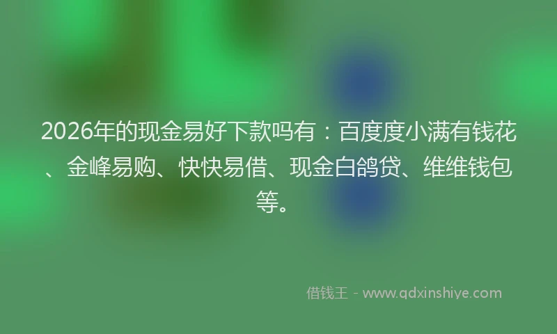 2026年的现金易好下款吗有：百度度小满有钱花、金峰易购、快快易借、现金白鸽贷、维维钱包等。