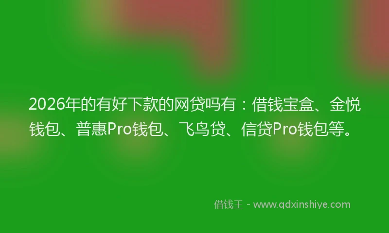 2026年的有好下款的网贷吗有：借钱宝盒、金悦钱包、普惠Pro钱包、飞鸟贷、信贷Pro钱包等。