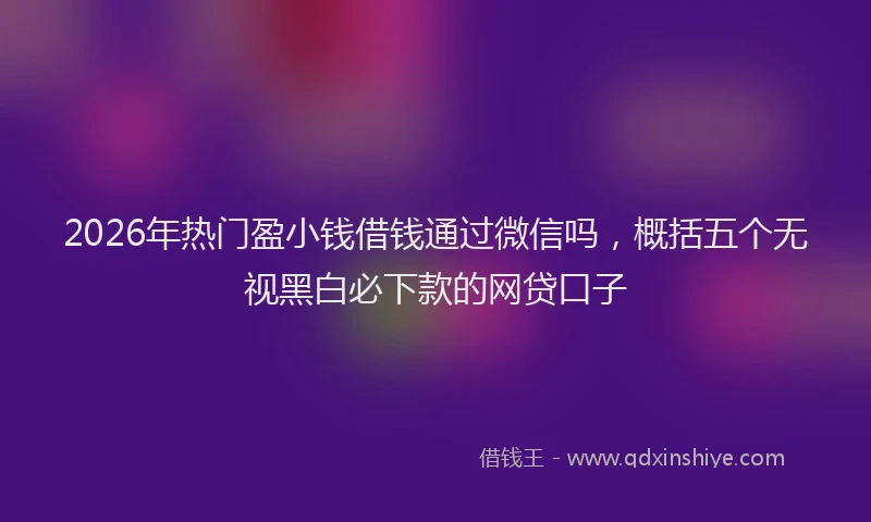 2026年热门盈小钱借钱通过微信吗，概括五个无视黑白必下款的网贷口子