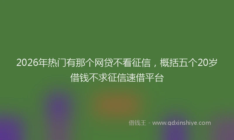 2026年热门有那个网贷不看征信，概括五个20岁借钱不求征信速借平台