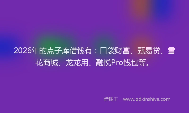 2026年的点子库借钱有：口袋财富、甄易贷、雪花商城、龙龙用、融悦Pro钱包等。