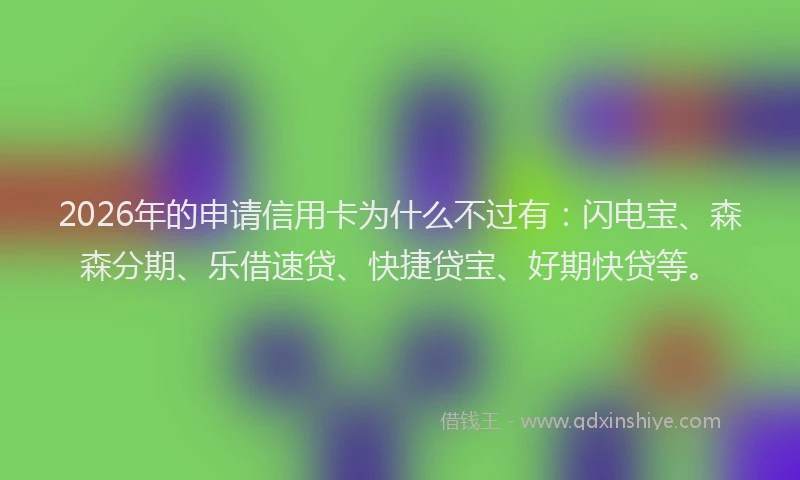 2026年的申请信用卡为什么不过有：闪电宝、森森分期、乐借速贷、快捷贷宝、好期快贷等。
