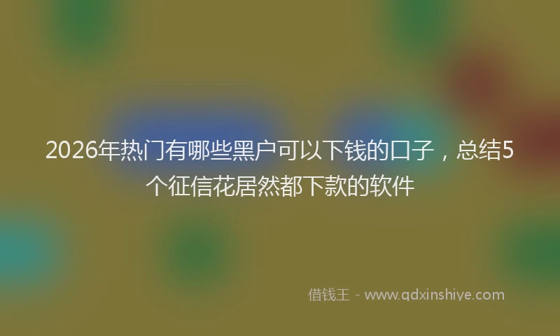 2026年热门有哪些黑户可以下钱的口子，总结5个征信花居然都下款的软件