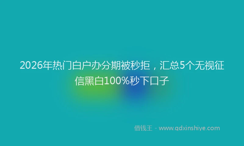 2026年热门白户办分期被秒拒，汇总5个无视征信黑白100%秒下口子