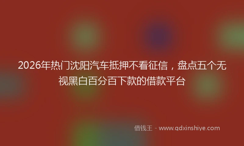 2026年热门沈阳汽车抵押不看征信，盘点五个无视黑白百分百下款的借款平台