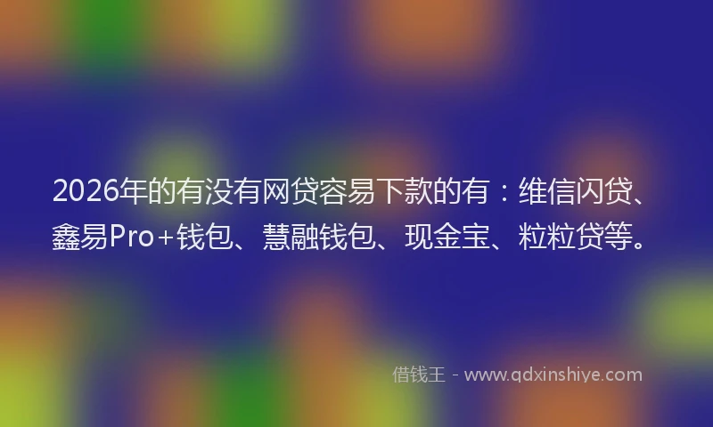 2026年的有没有网贷容易下款的有：维信闪贷、鑫易Pro+钱包、慧融钱包、现金宝、粒粒贷等。