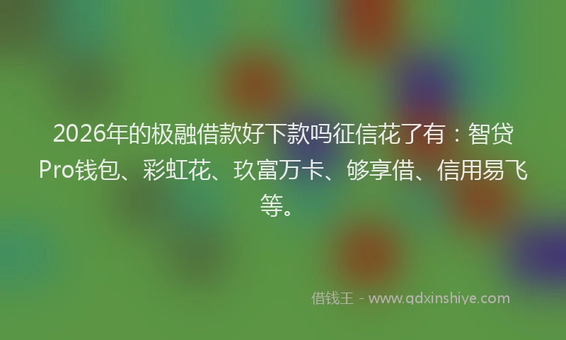 2026年的极融借款好下款吗征信花了有：智贷Pro钱包、彩虹花、玖富万卡、够享借、信用易飞等。