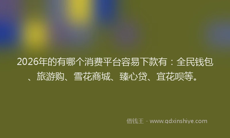 2026年的有哪个消费平台容易下款有:全民钱包、旅游购、雪花商城、臻心贷、宜花呗等。