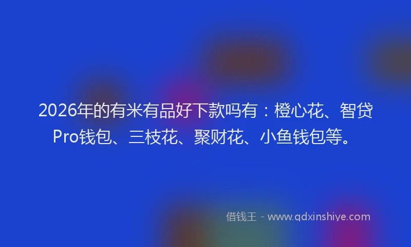 2026年的有米有品好下款吗有：橙心花、智贷Pro钱包、三枝花、聚财花、小鱼钱包等。