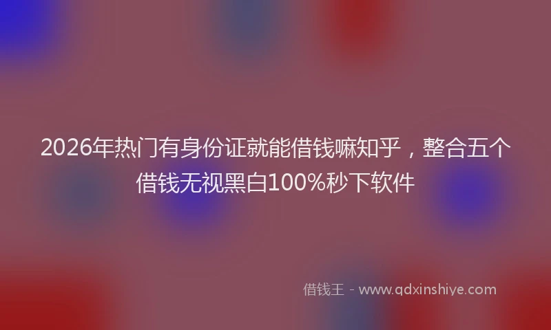 2026年热门有身份证就能借钱嘛知乎，整合五个借钱无视黑白100%秒下软件