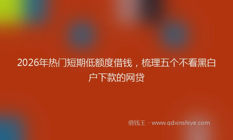 2026年热门短期低额度借钱，梳理五个不看黑白户下款的网贷
