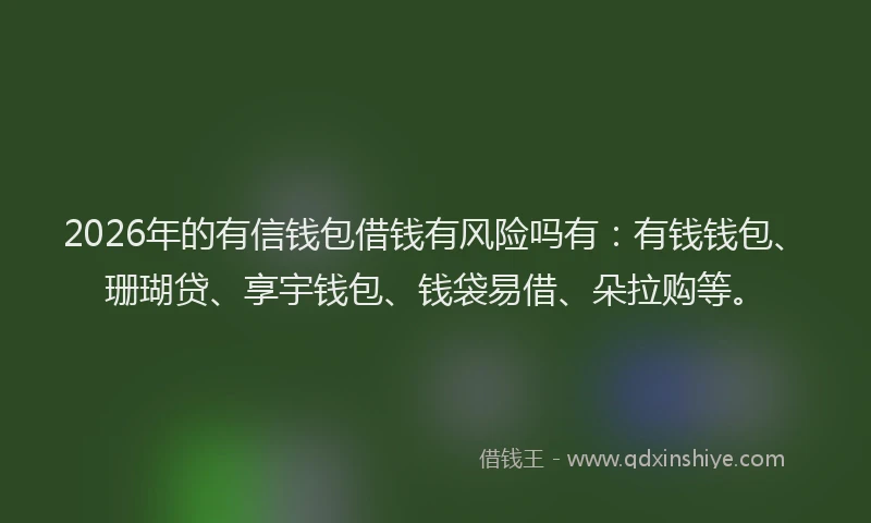 2026年的有信钱包借钱有风险吗有：有钱钱包、珊瑚贷、享宇钱包、钱袋易借、朵拉购等。