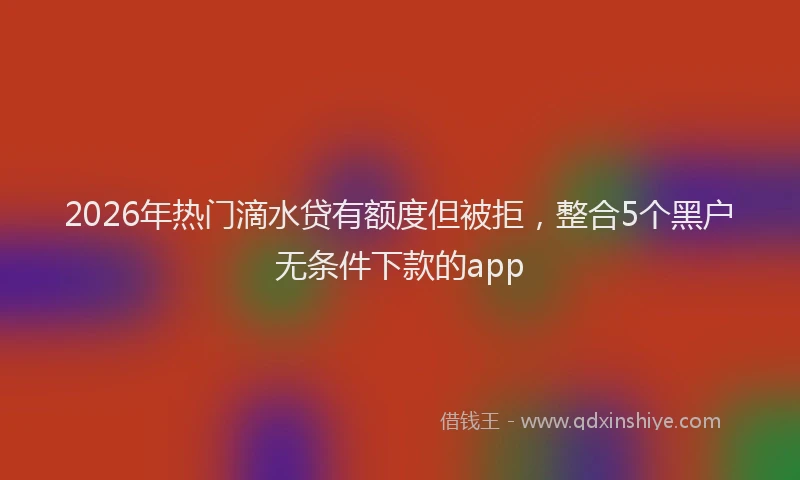2026年热门滴水贷有额度但被拒，整合5个黑户无条件下款的app