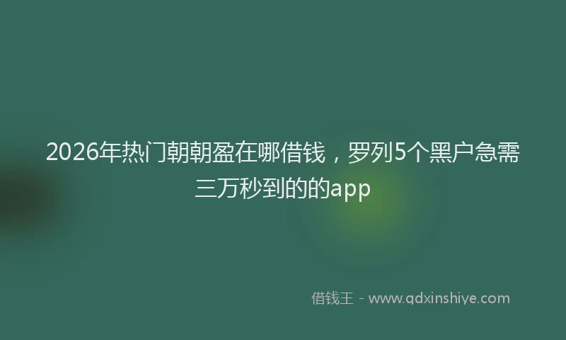 2026年热门朝朝盈在哪借钱，罗列5个黑户急需三万秒到的的app