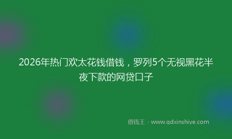 2026年热门欢太花钱借钱，罗列5个无视黑花半夜下款的网贷口子