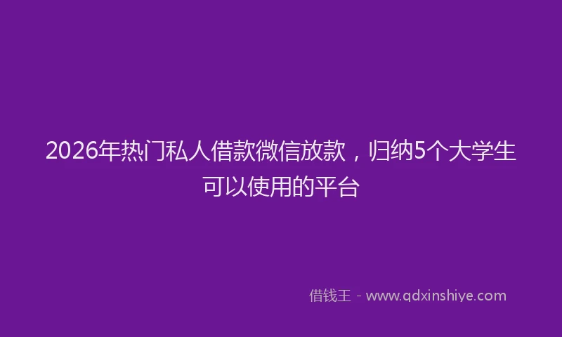 2026年热门私人借款微信放款，归纳5个大学生可以使用的平台