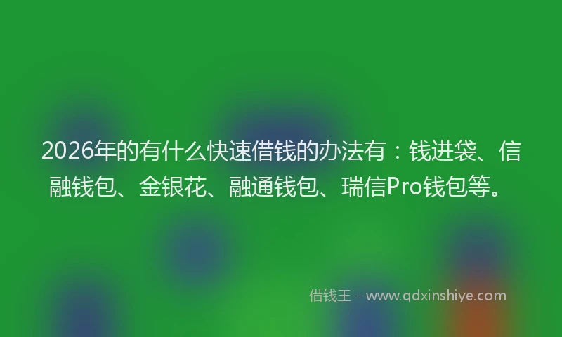 2026年的有什么快速借钱的办法有：钱进袋、信融钱包、金银花、融通钱包、瑞信Pro钱包等。