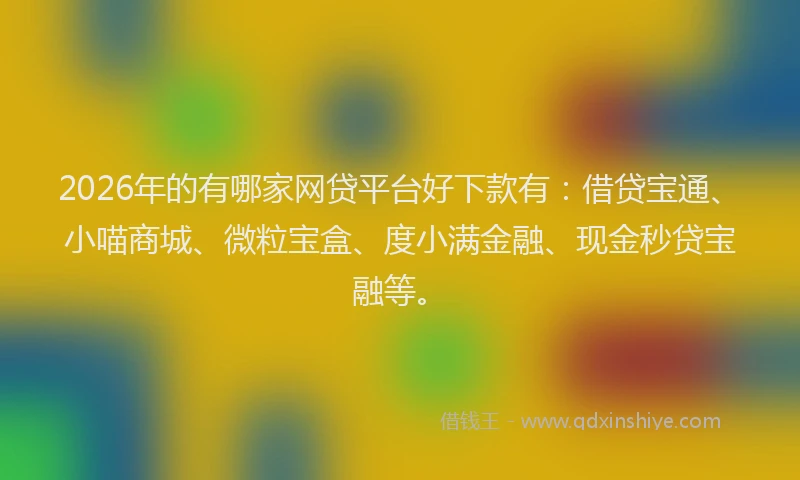 2026年的有哪家网贷平台好下款有:借贷宝通、小喵商城、微粒宝盒、度小满金融、现金秒贷宝融等。