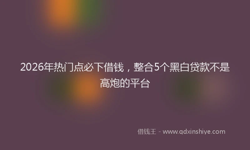 2026年热门点必下借钱,整合5个黑白贷款不是高炮的平台