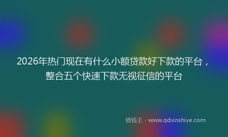 2026年热门现在有什么小额贷款好下款的平台，整合五个快速下款无视征信的平台