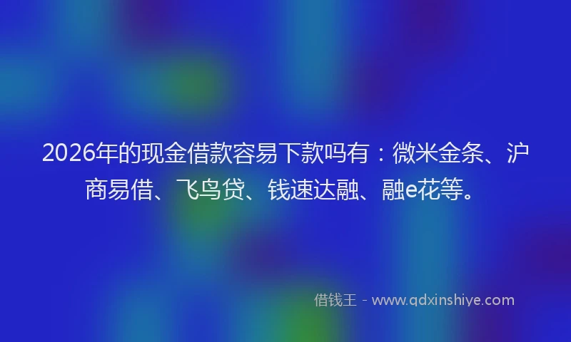 2026年的现金借款容易下款吗有：微米金条、沪商易借、飞鸟贷、钱速达融、融e花等。